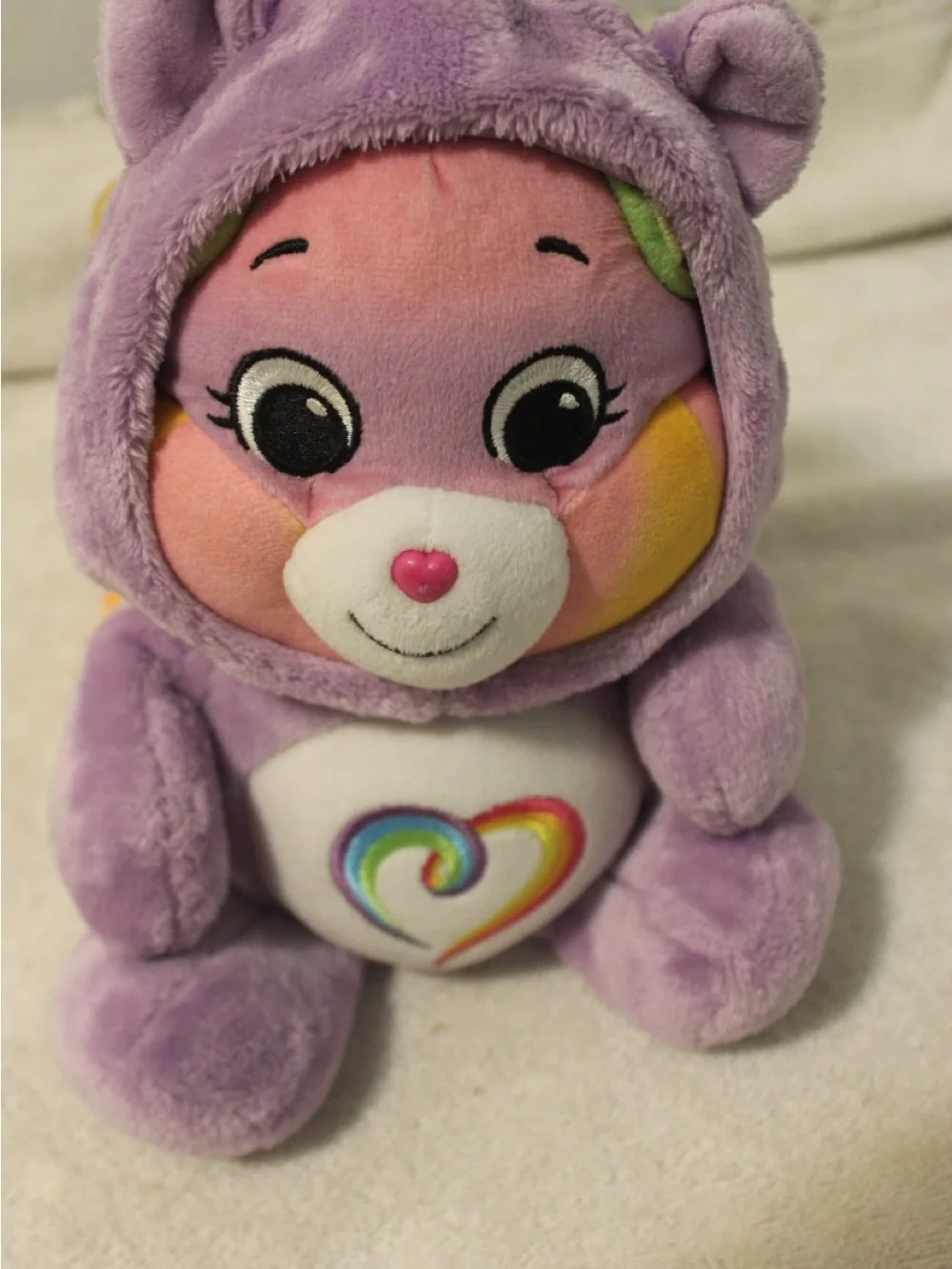 Care Bears Purple Plush with Rainbow Heart Chest Emblem